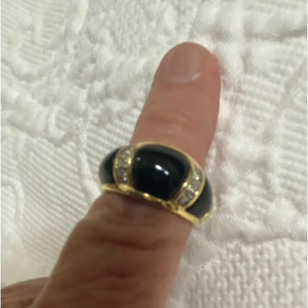 Onyx and Diamond Chip Ring